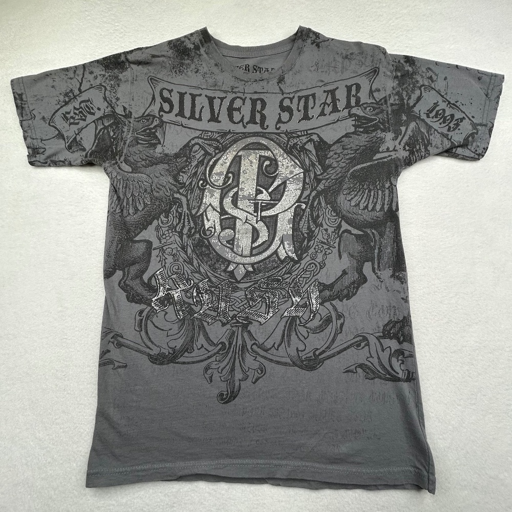 Silver Star men RARE VINTAGE Y2K MMA Fightwear "Georges St-Pierre" Gray Medium
